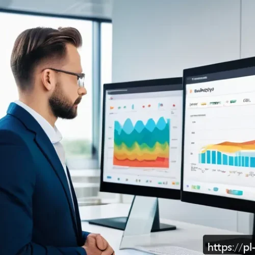 Home 32 데이터 레이크 아키텍처의 사용자 경험 개선 방법 - A modern, sleek data analytics dashboard displayed on a widescreen monitor in a bright, minimalist o...